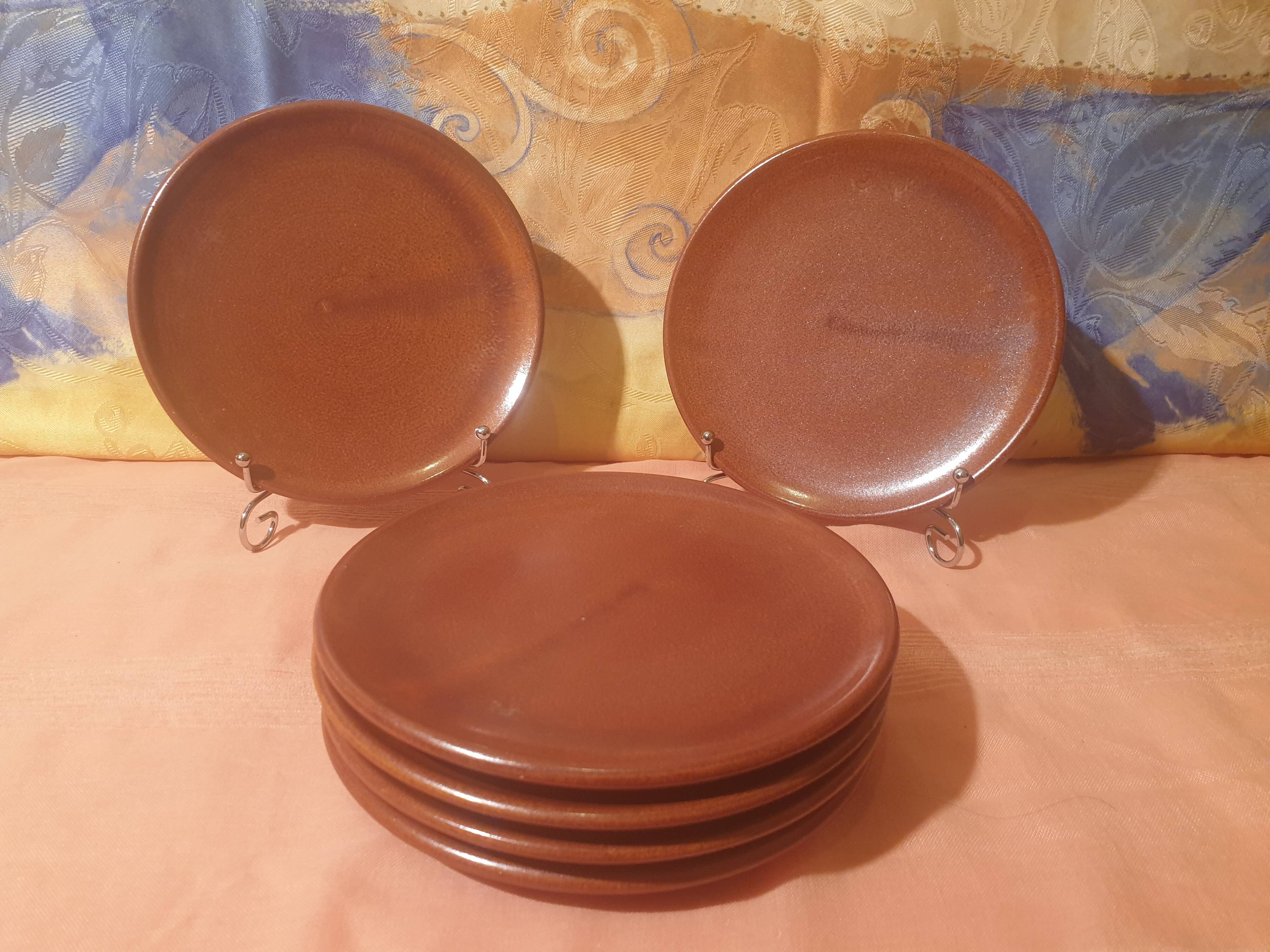 Set of 6 Félix Ceram Vallauris dessert plates