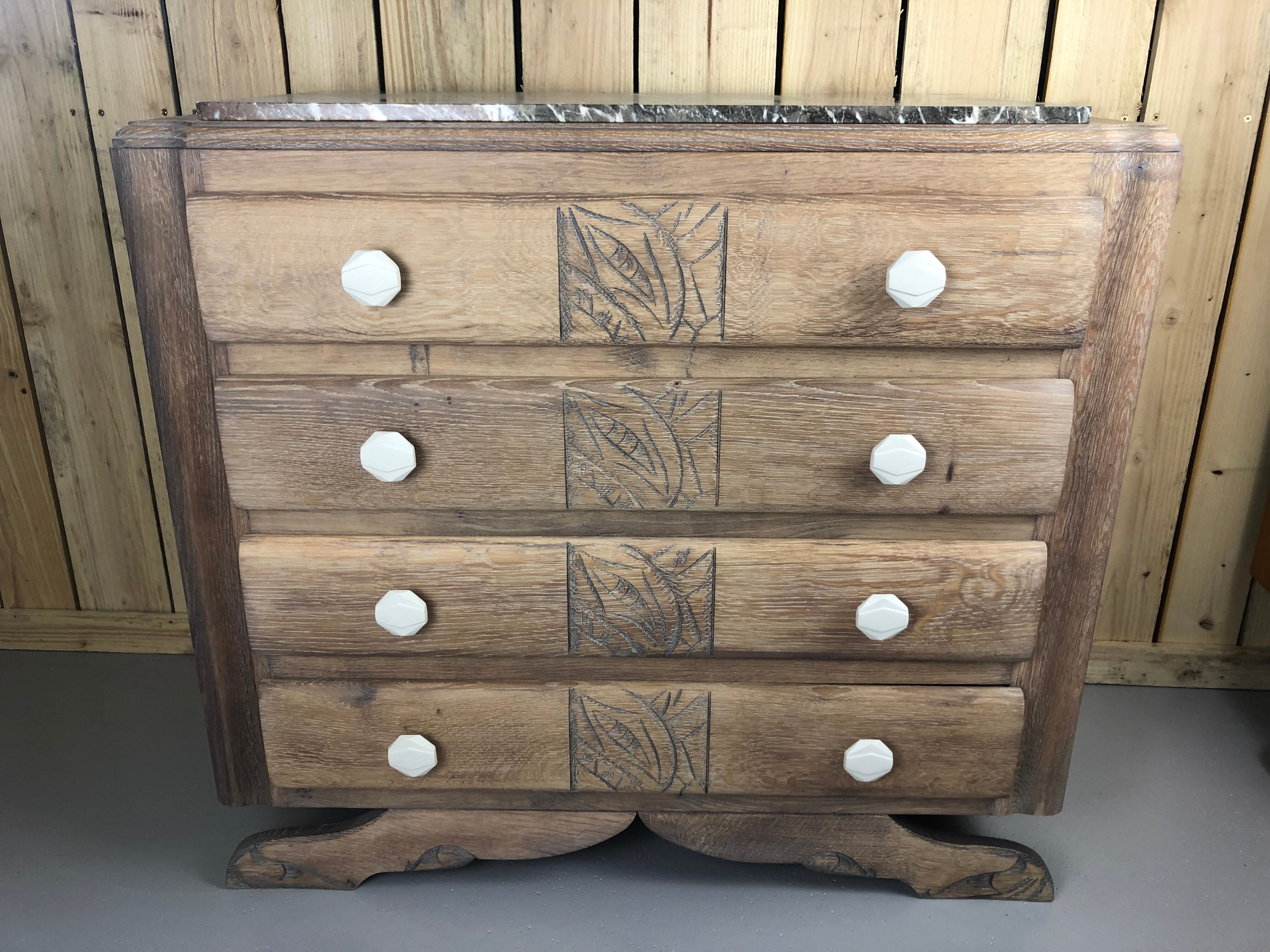 Art deco chest of drawers feet moustache restyled