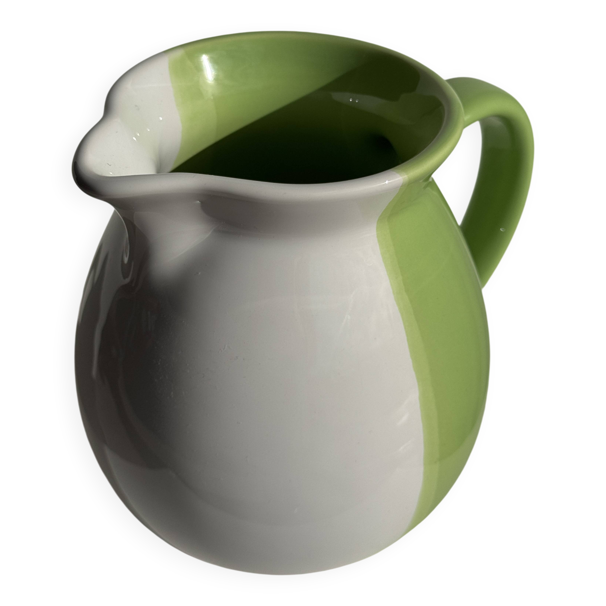 90s white and green ceramic carafe H17 D11