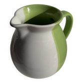 Carafe années 90 blanche et verte en céramique H17 D11
