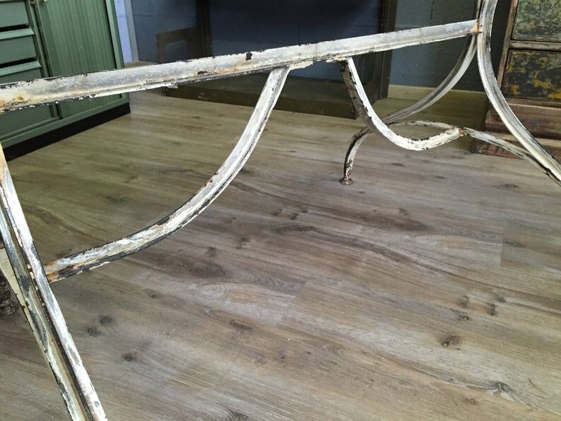 Vintage bistro table in oak and metal