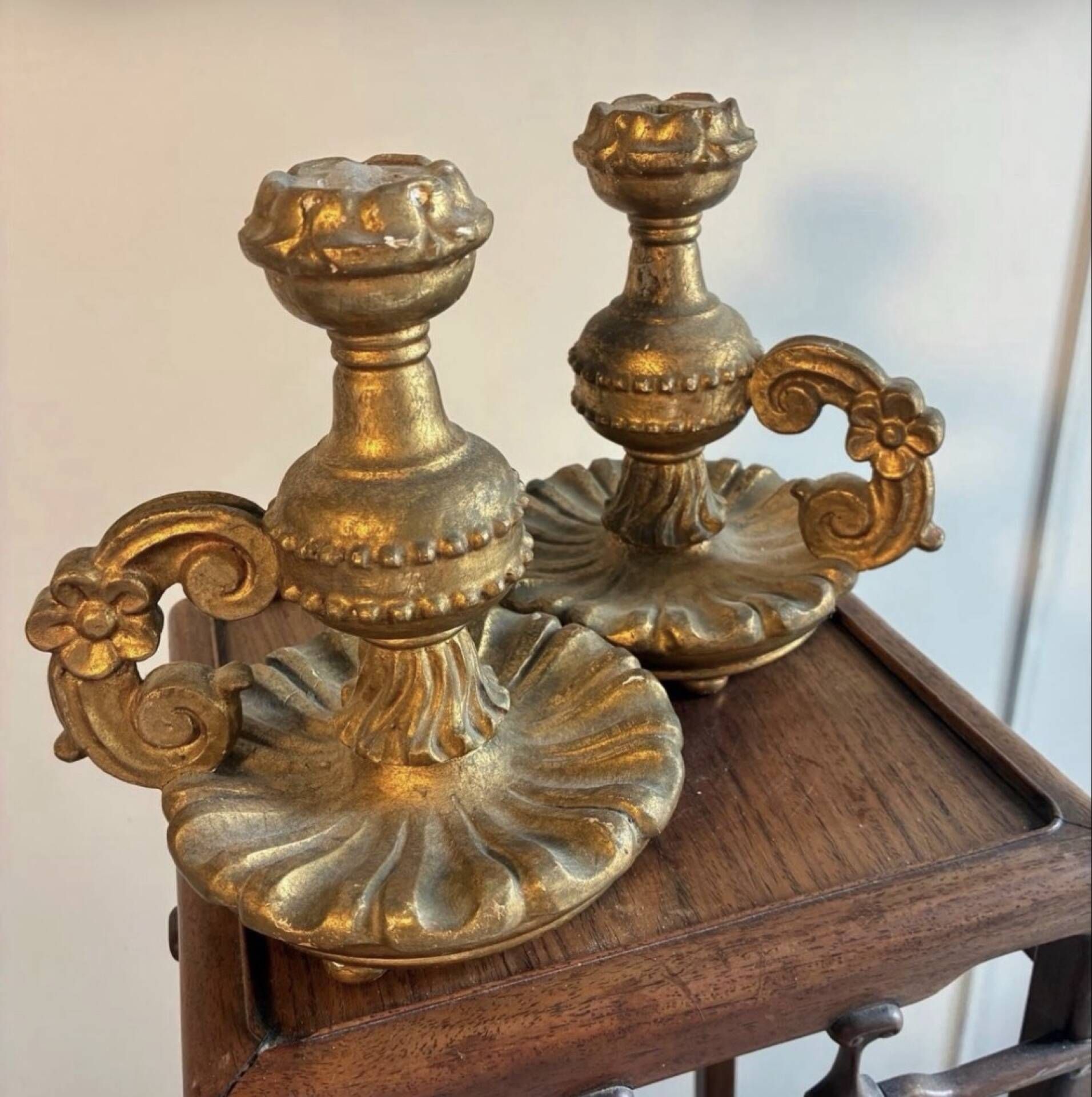 Pair of antique bedroom candle holders – Louis XV style