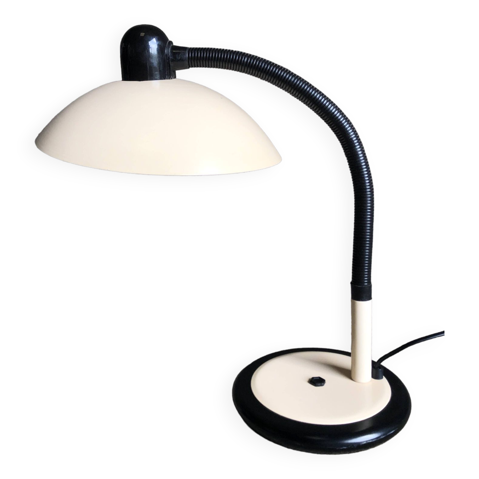 Vintage adjustable lamp in beige metal and black plastic, 70s/80s