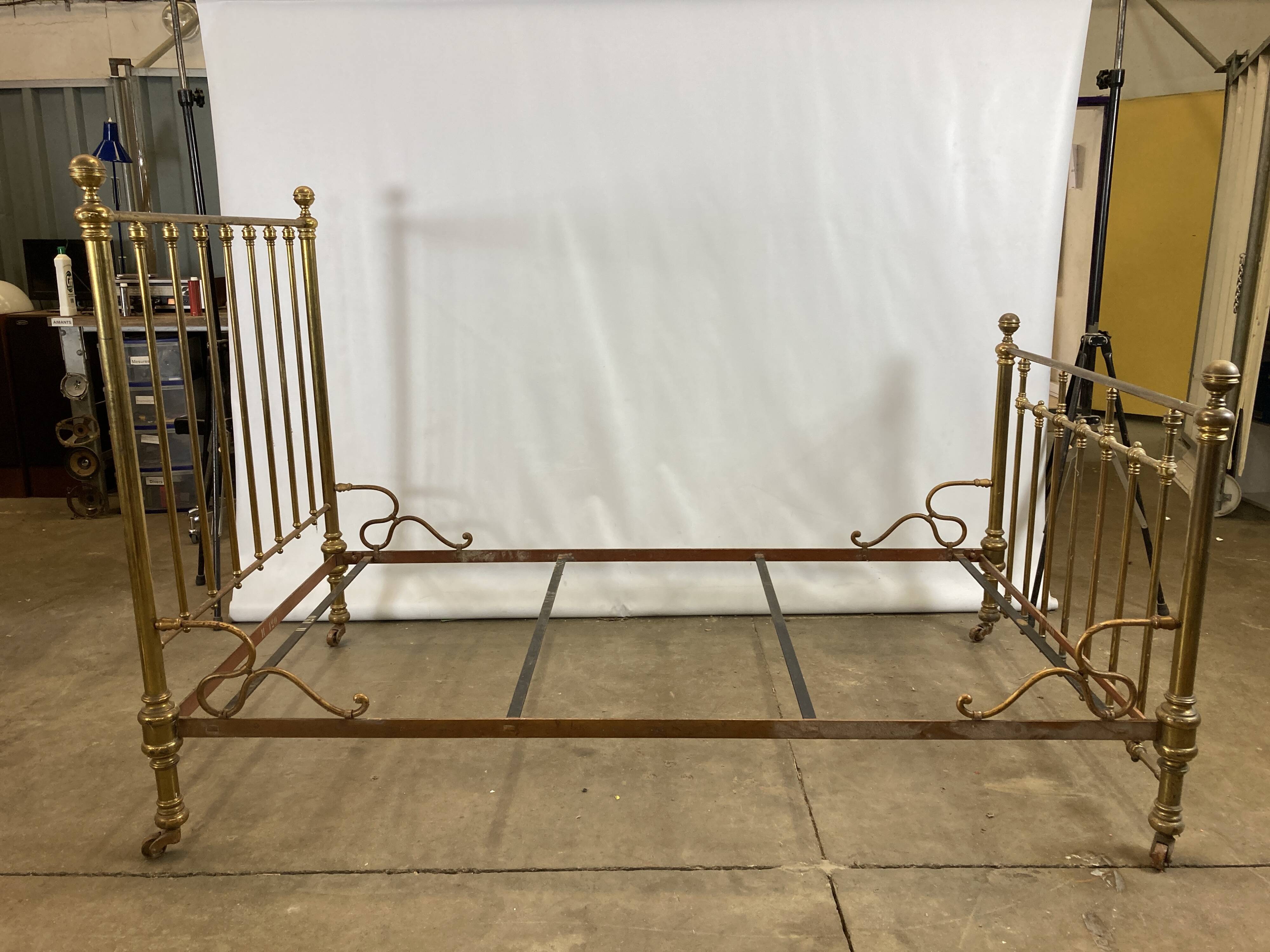 Vintage gold metal bed frame