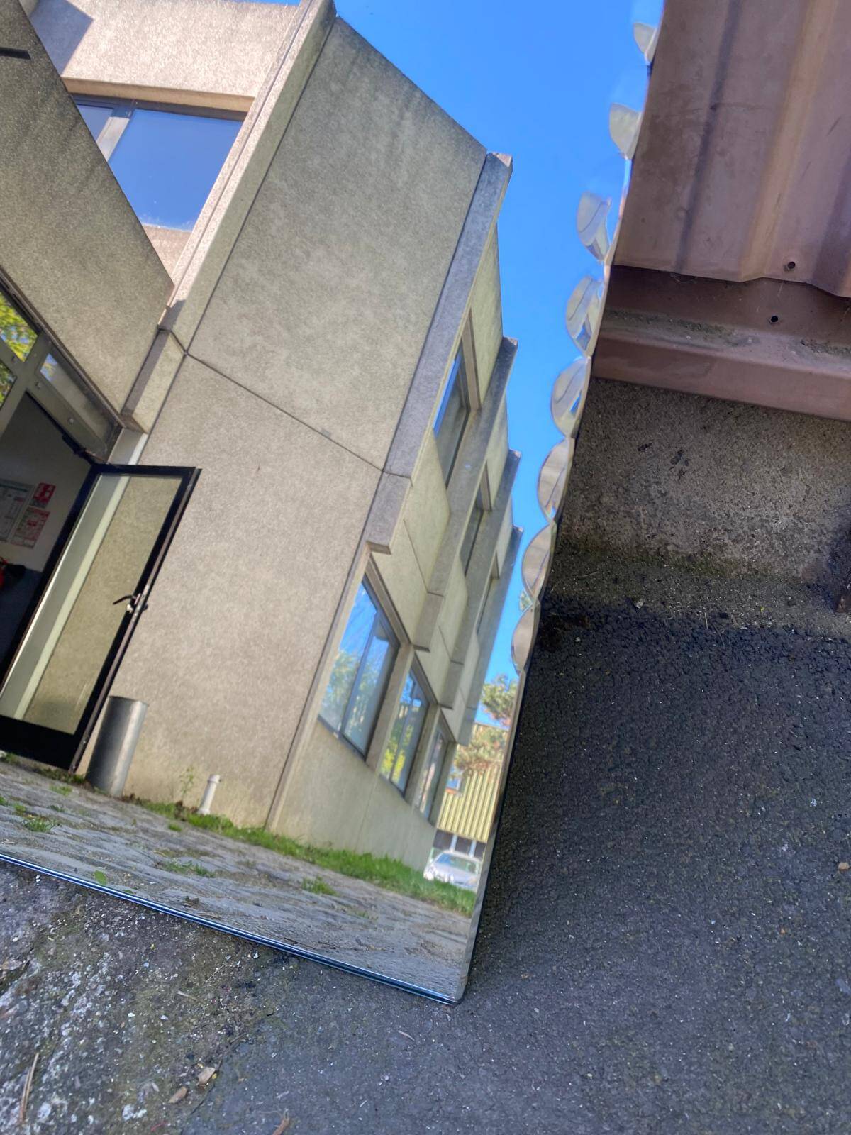 Bistro brasserie mirror, sculpted and bevelled, 1980, 228x80cm.