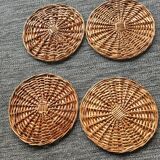 Set of 4 wicker trays