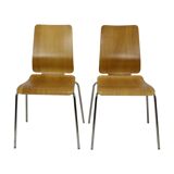 Vintage Set of 4 IKEA Gilbert Chairs Curved Oak Plywood 1999