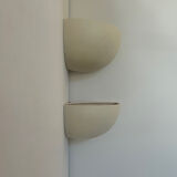 Pair of vintage corner sconces, matte white porcelain, France 1970