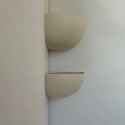 Pair of vintage corner sconces, matte white porcelain, France 1970