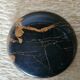 Vintage round ashtray in Italian black and gold Portoro marble.