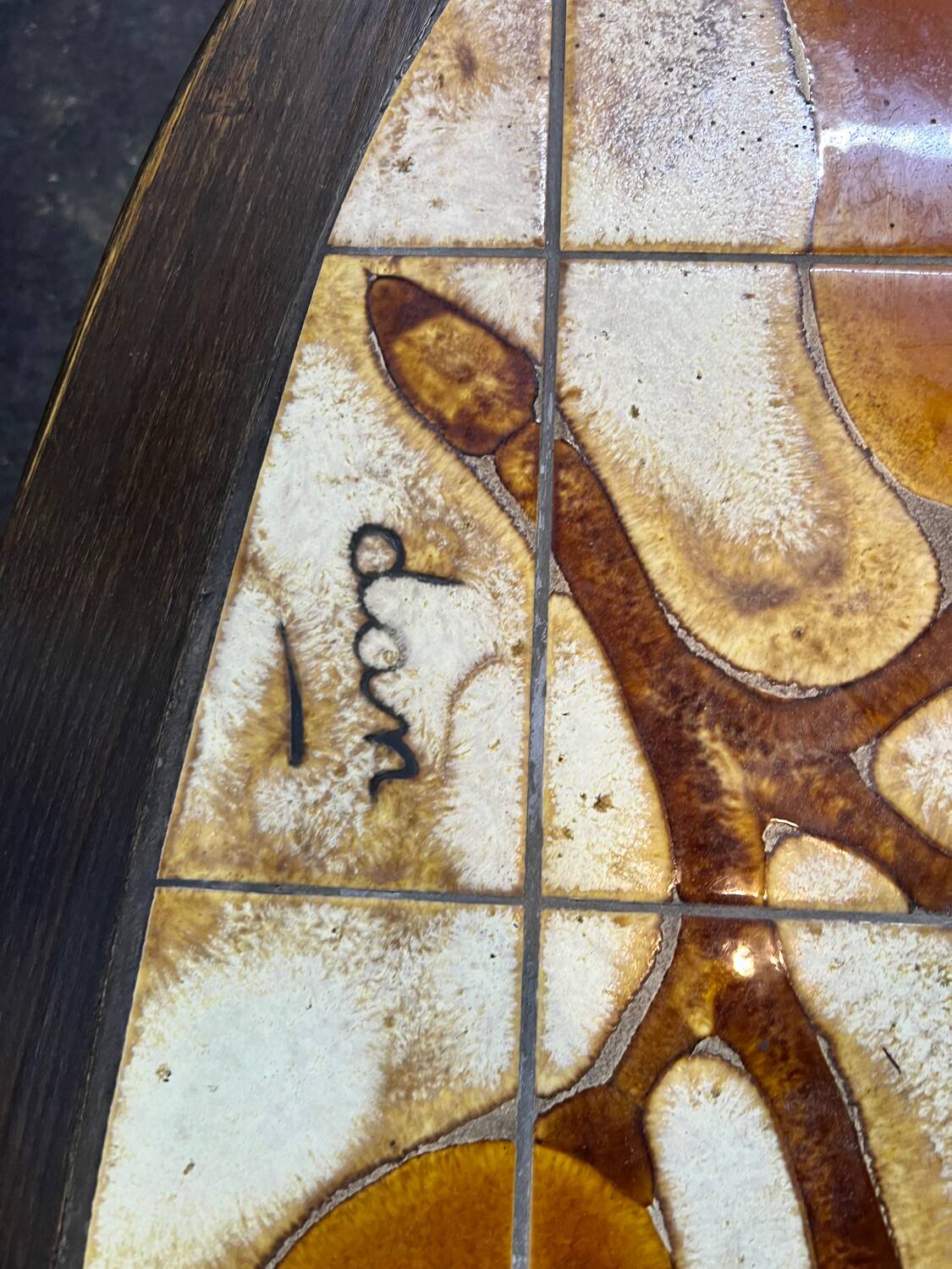 Vallauris coffee table signed "Dan"