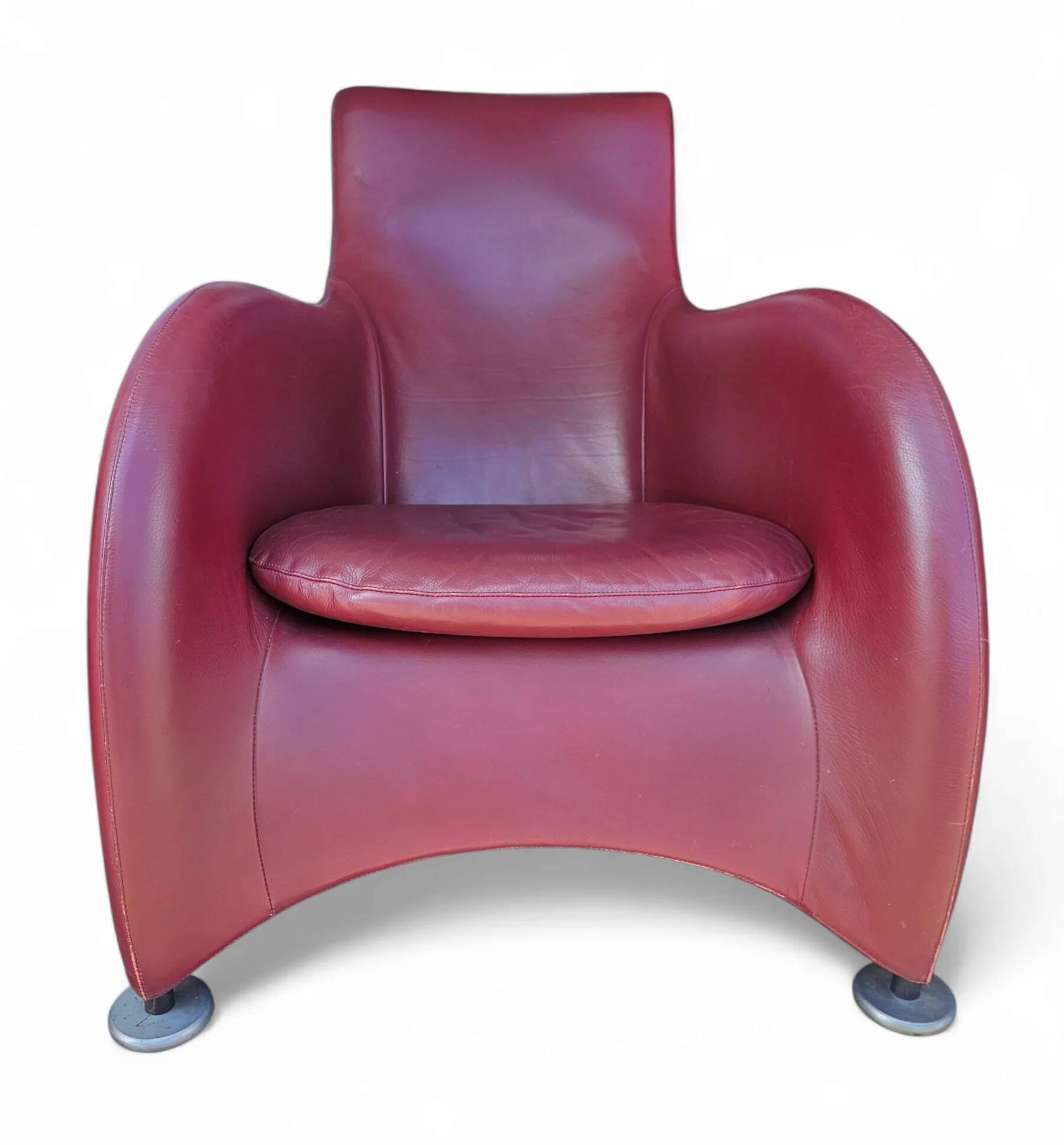 Fauteuil Montis / Gerard van den Berg / années 1990 / Cuir rouge bordeaux