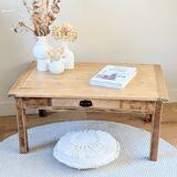 Antique solid wood coffee table with drawer.