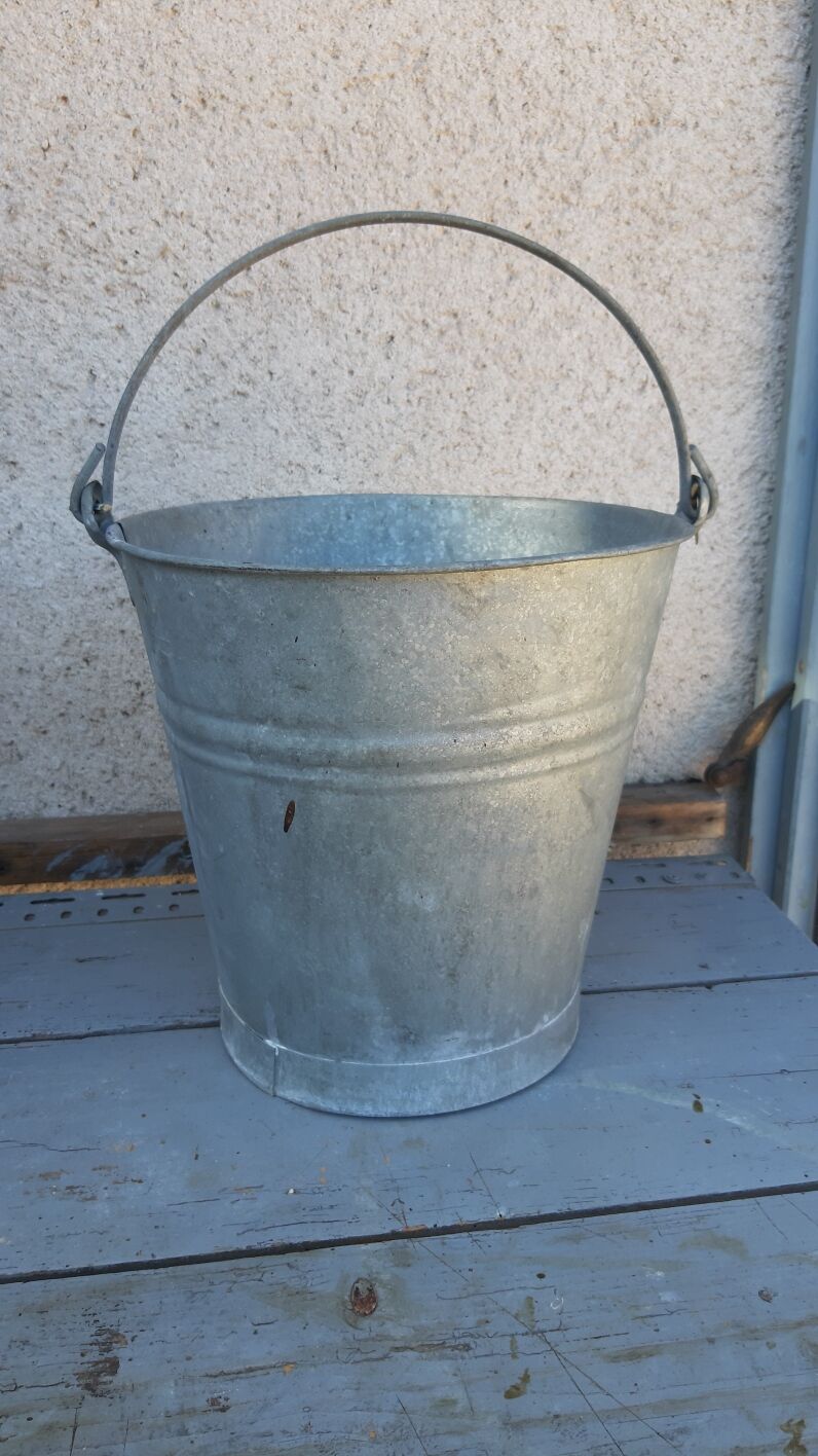 Vintage zinc galvanized steel bucket