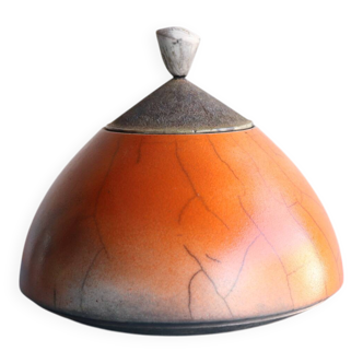Raku ceramic bonbonnière signed
