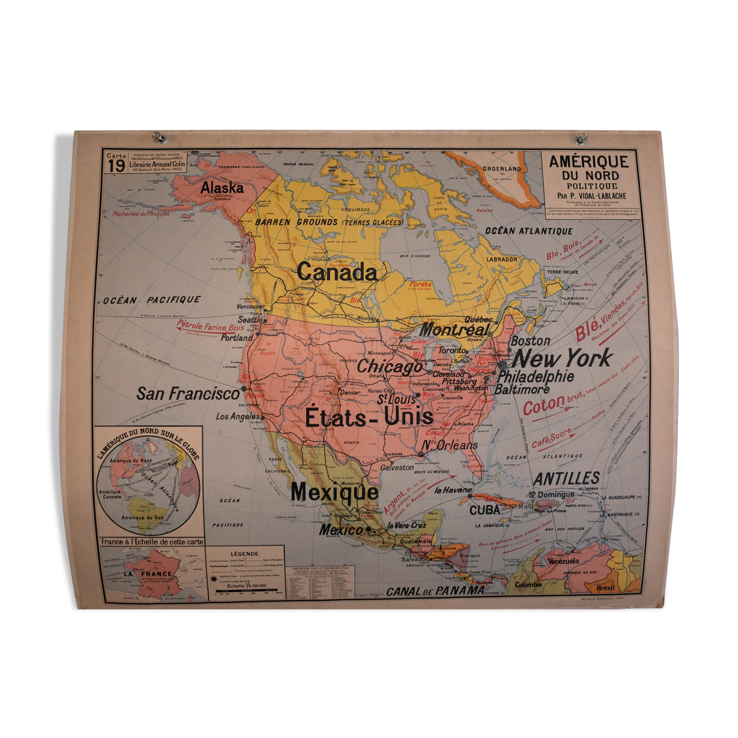 Carte VidalLlablache Amérique du nord