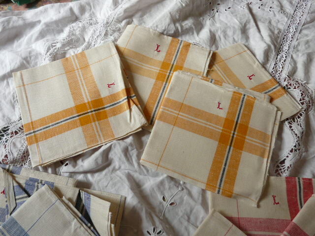 12 old tea towels in new mestizo monogram L