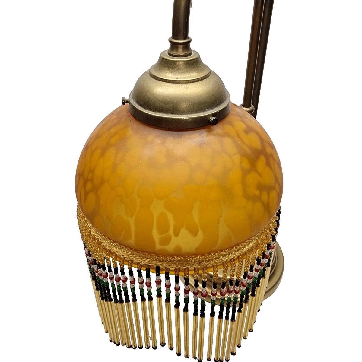 Vintage Beaded Lamp On Brass Base, 1960/70s
