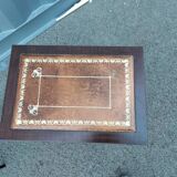 Pair of bedside tables side tables old leather top style louis xvi