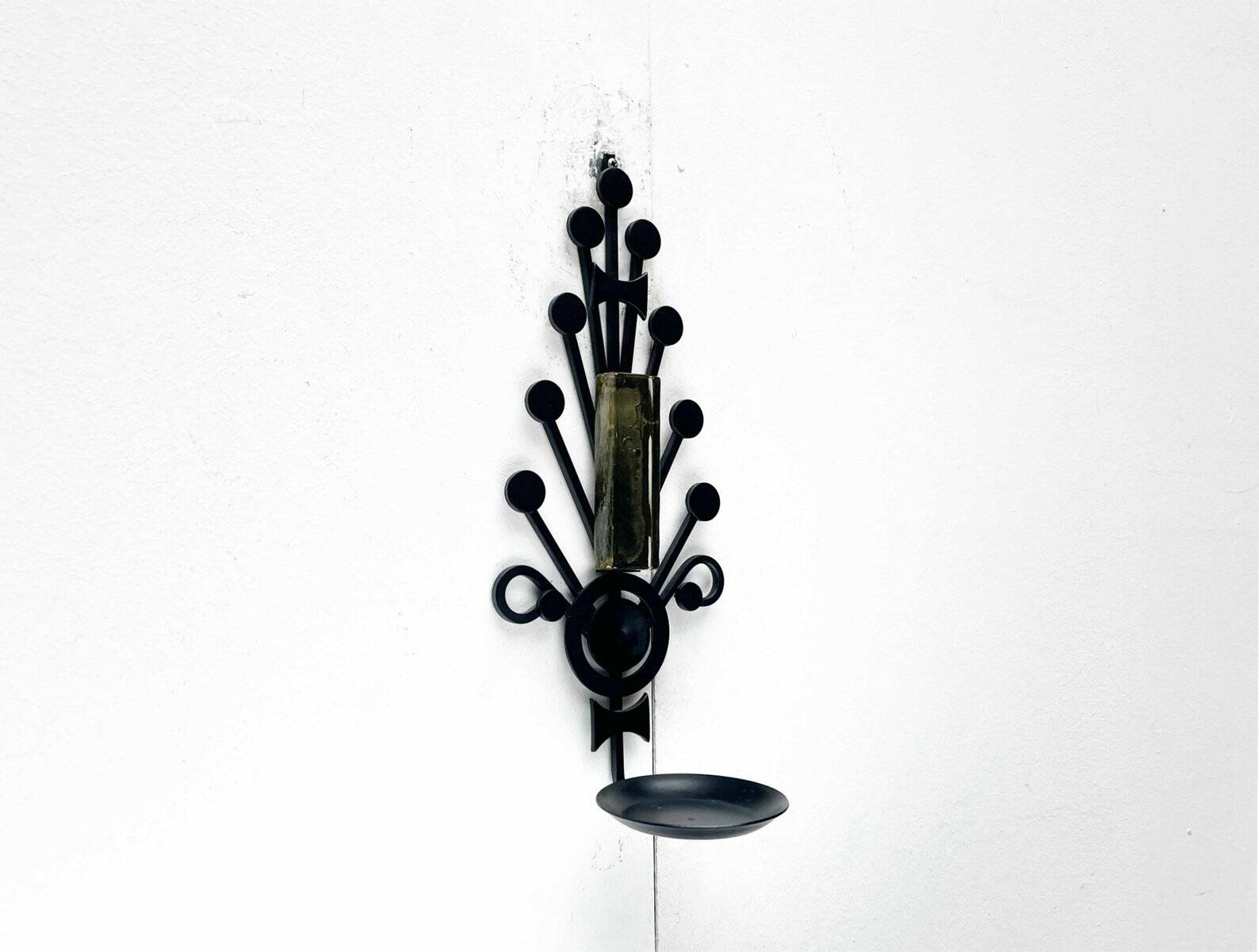 Mid-century modern Danish candle holders in metal and glass by Dantoft, 1960s, set of 2.