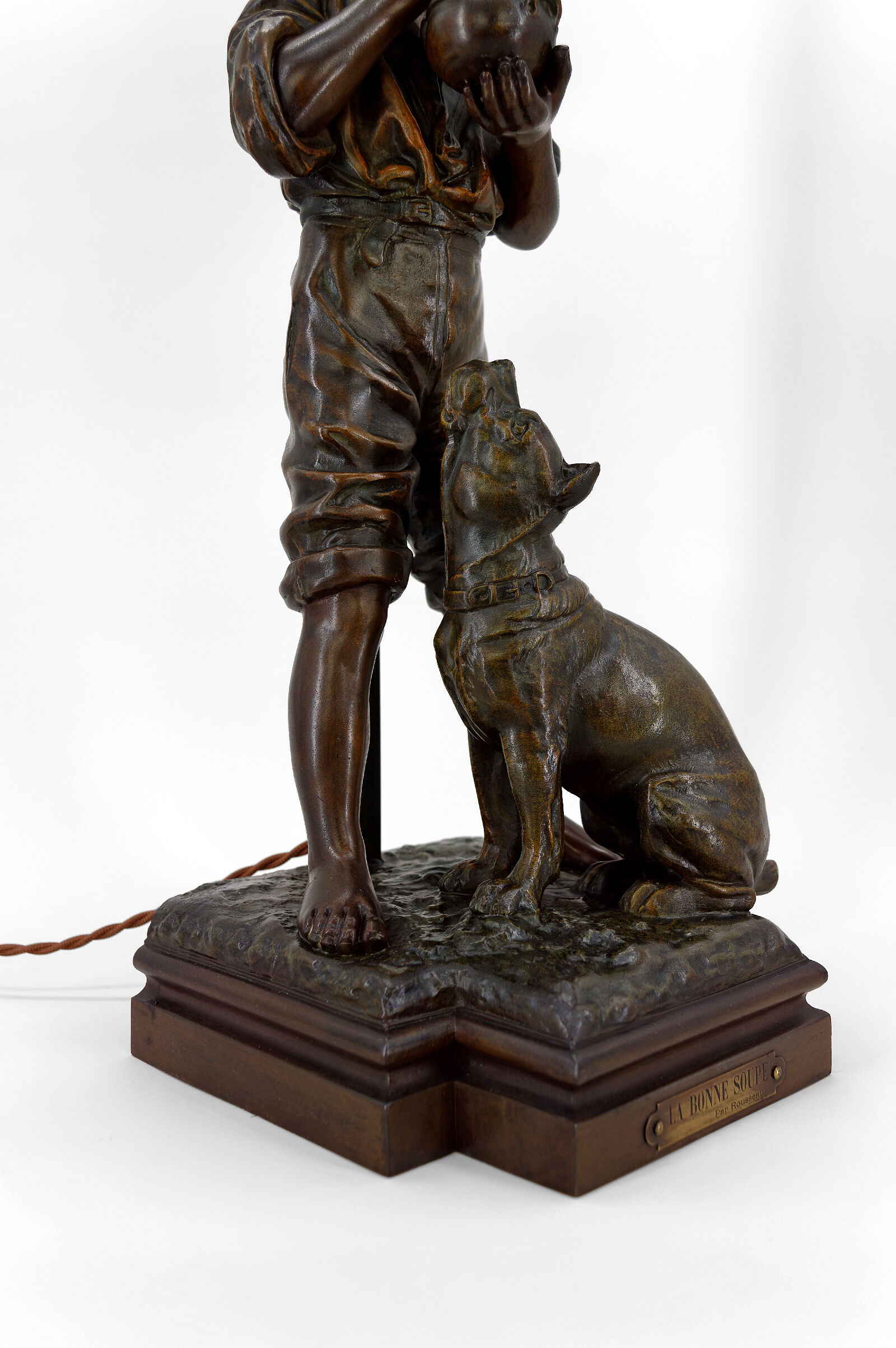 Lamp "La Bonne Soupe" by Victor Rousseau, Art Nouveau, circa 1900