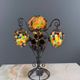 Set of three lamps in bronze and polychrome Murano glass, 20th century