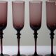 Set of 6 large vintage 70s-80s champagne flutes, violet blown glass
