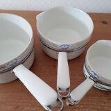 Set of three porcelain pots and pans from Paris- Aluminite Frugier