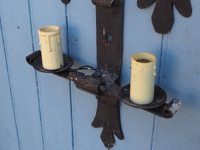 Forged Iron Castle Wall Lights: French Salvaged Sconces, Medieval Style