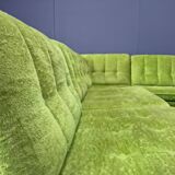 Vintage green velvet modular sofa set, 1970s