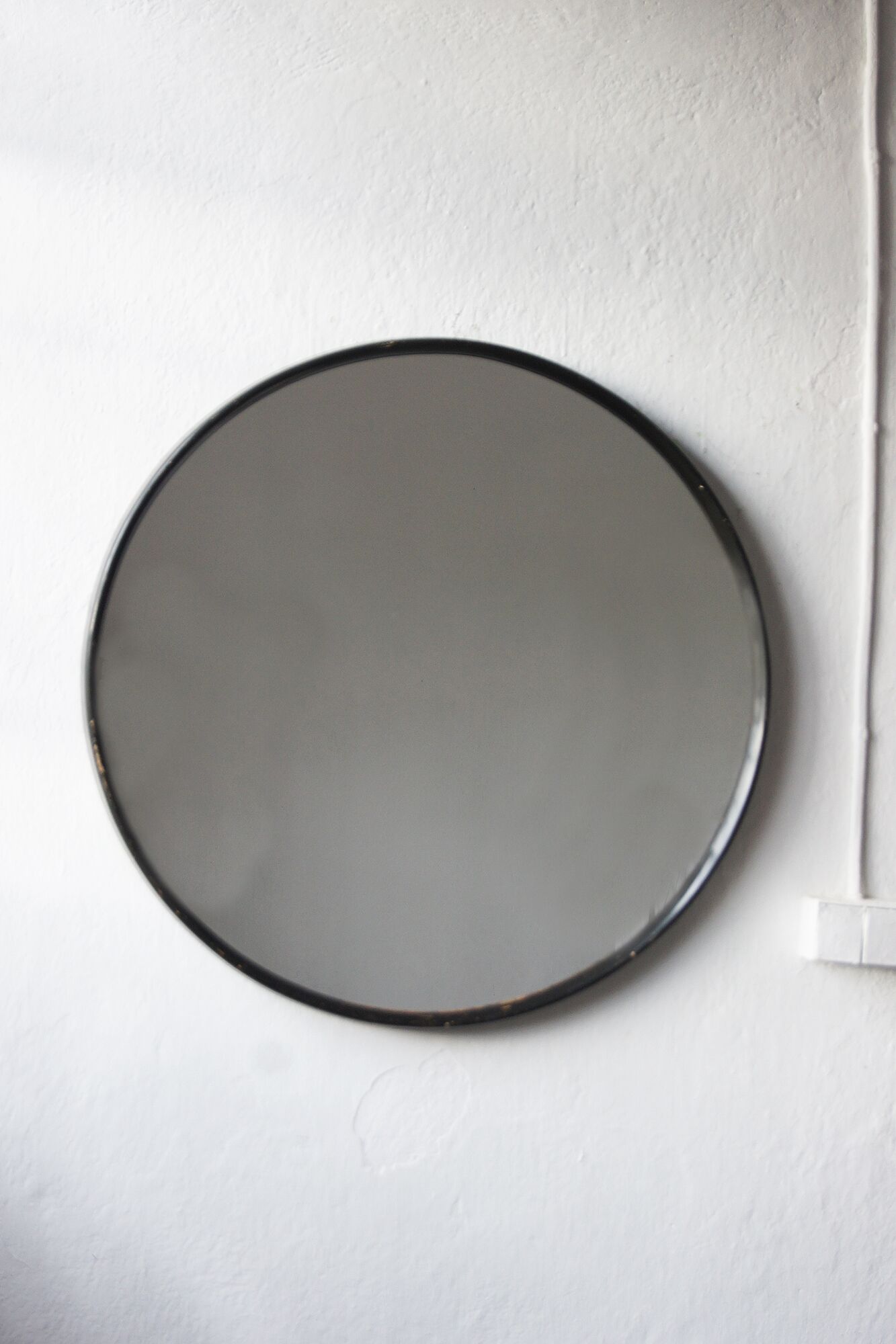 Mid-century scandinavian round wooden mirror, 1960s, 70 cm