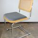 Vintage Bauhaus chair, 1980s – chrome, raffia and fabric