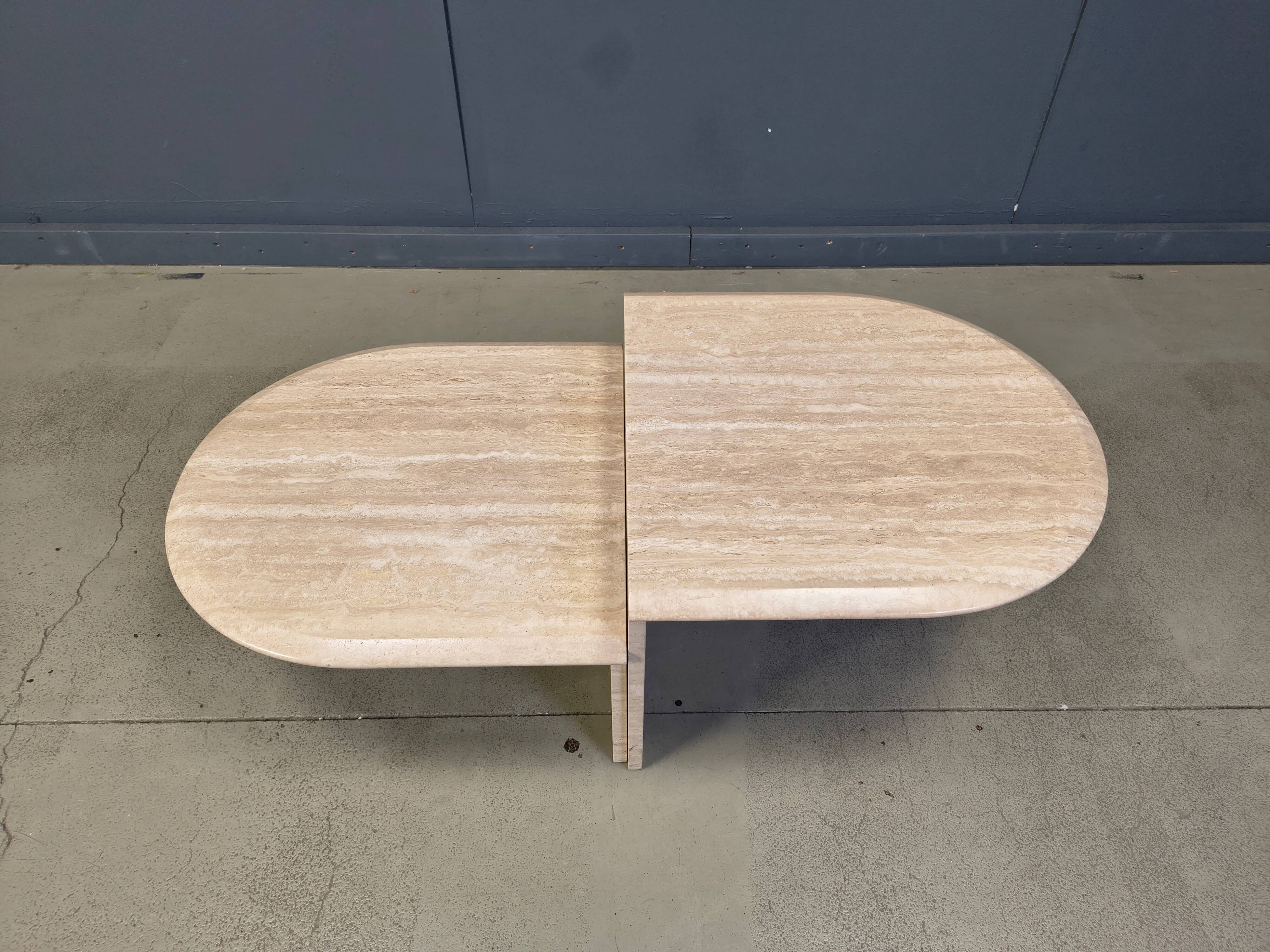 Pair of vintage travertine coffee tables or side tables, 1970s