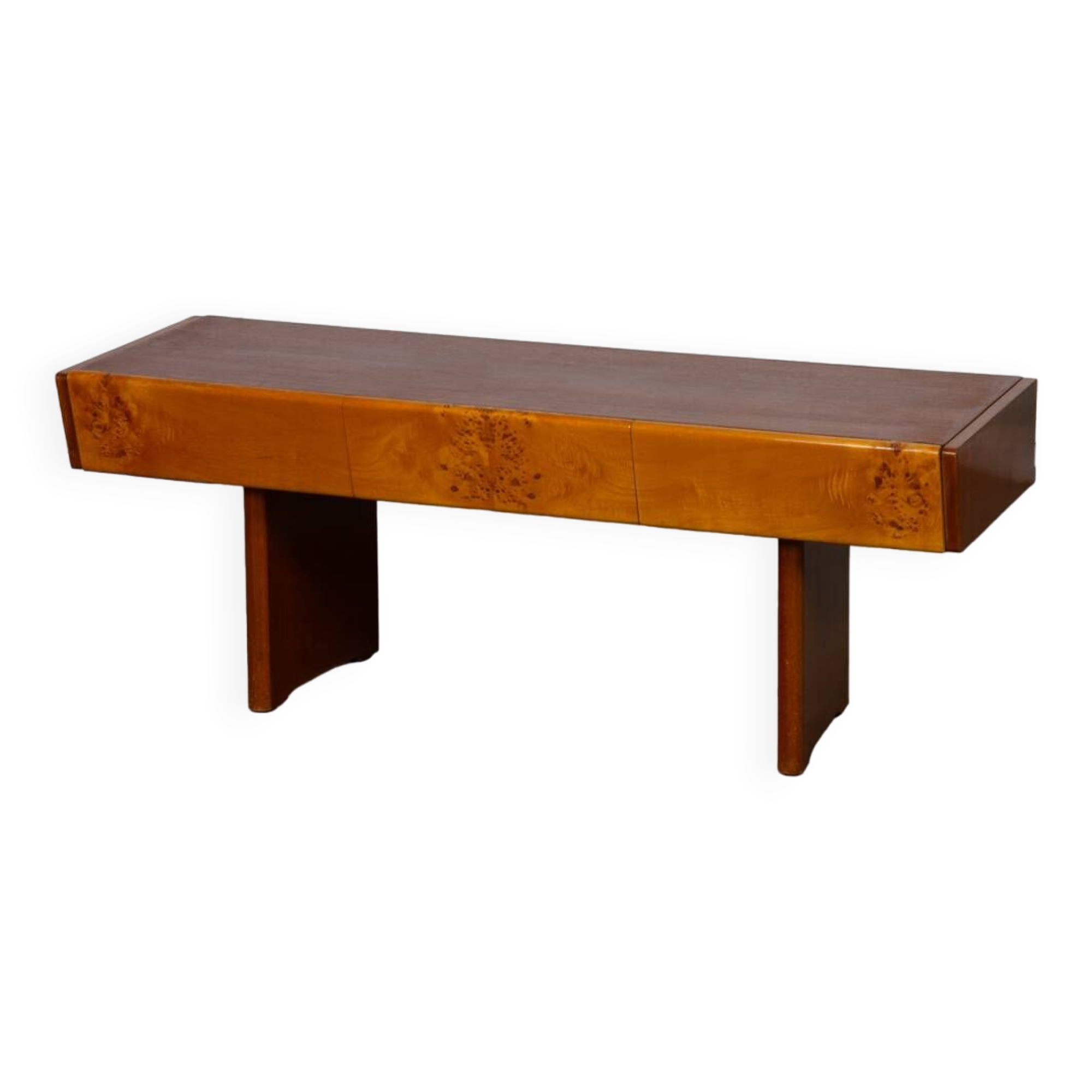 Vintage low console in wood and opaline, 1960
