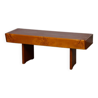 Vintage low console in wood and opaline, 1960