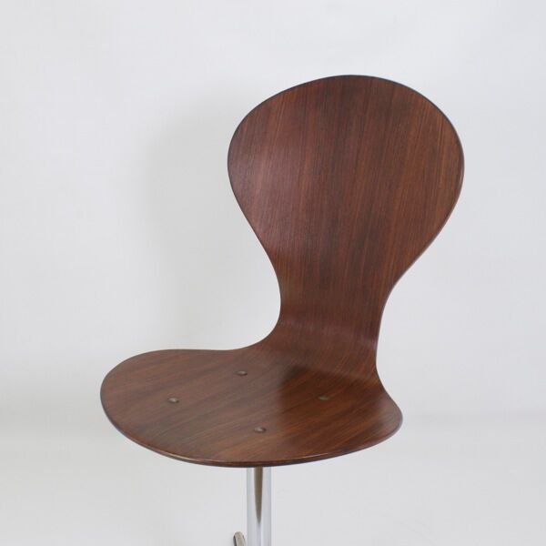 Vintage rotating chair in rosewood and chromed metal, 1950