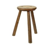 Antique Wooden Tripod Stool Milk Stool Early 20th Century Brutalism