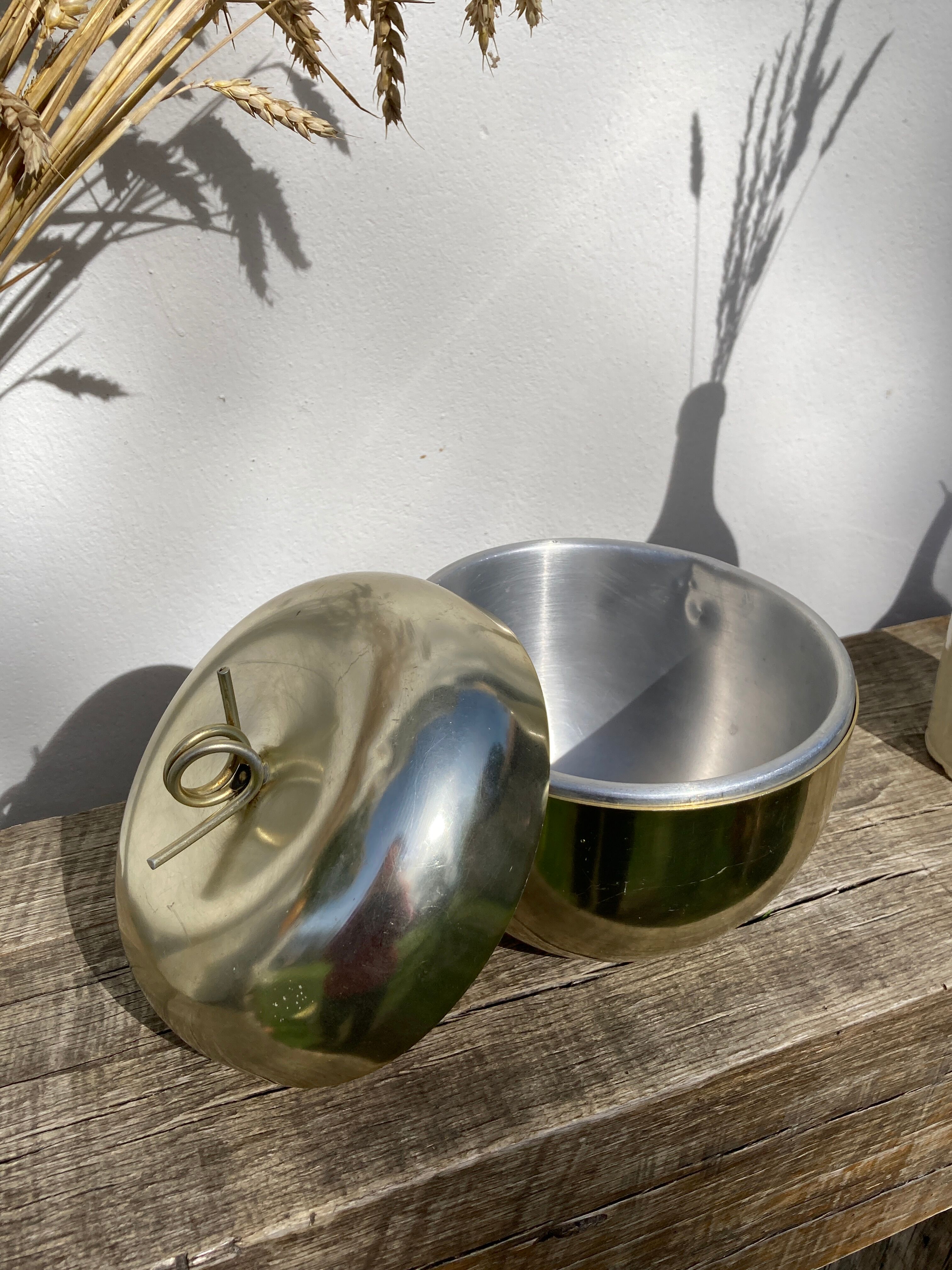 Golden apple ice bucket 1970 vintage fruit