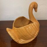 Swan shaped planter in 70s earthenware apricot orange color