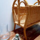Antique rattan magazine rack