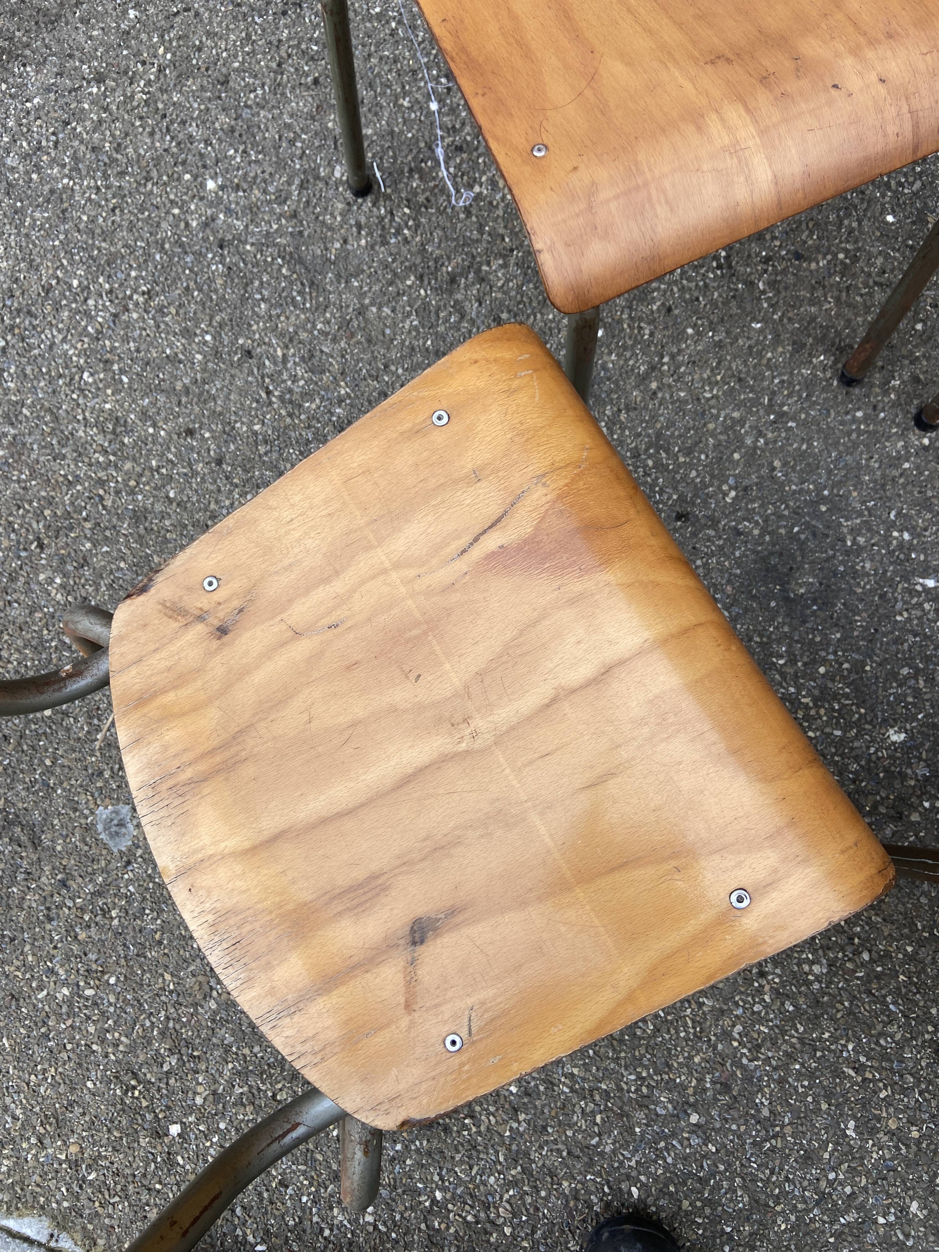 4 vintage school chairs