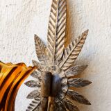 Raw metal wall lamp, Murano tulip