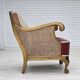 1940s, Danish armchair, woven wool, velour, mesh, carved oak wood.