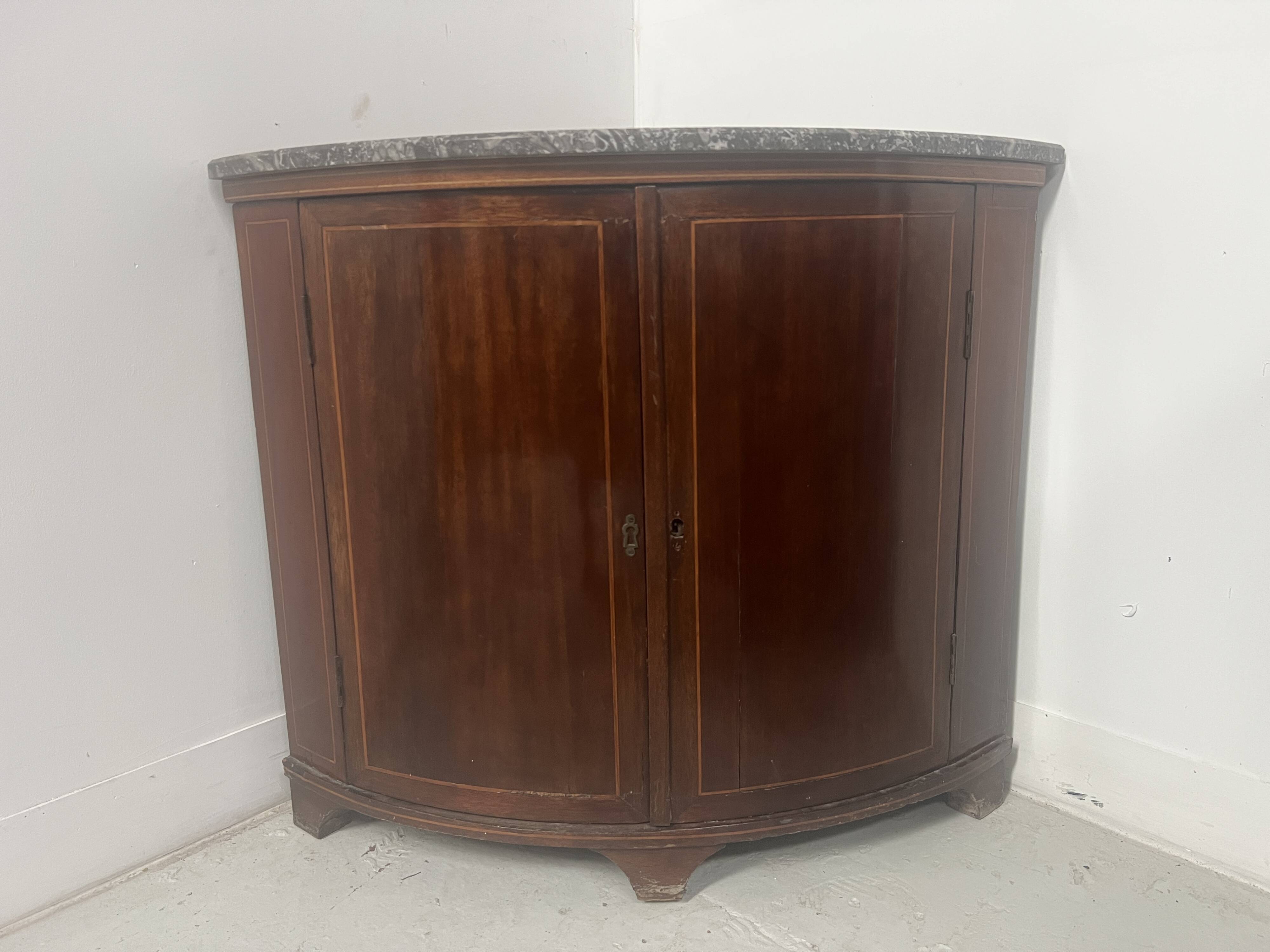 Half-moon corner cabinet in Louis XVI style, 19th century