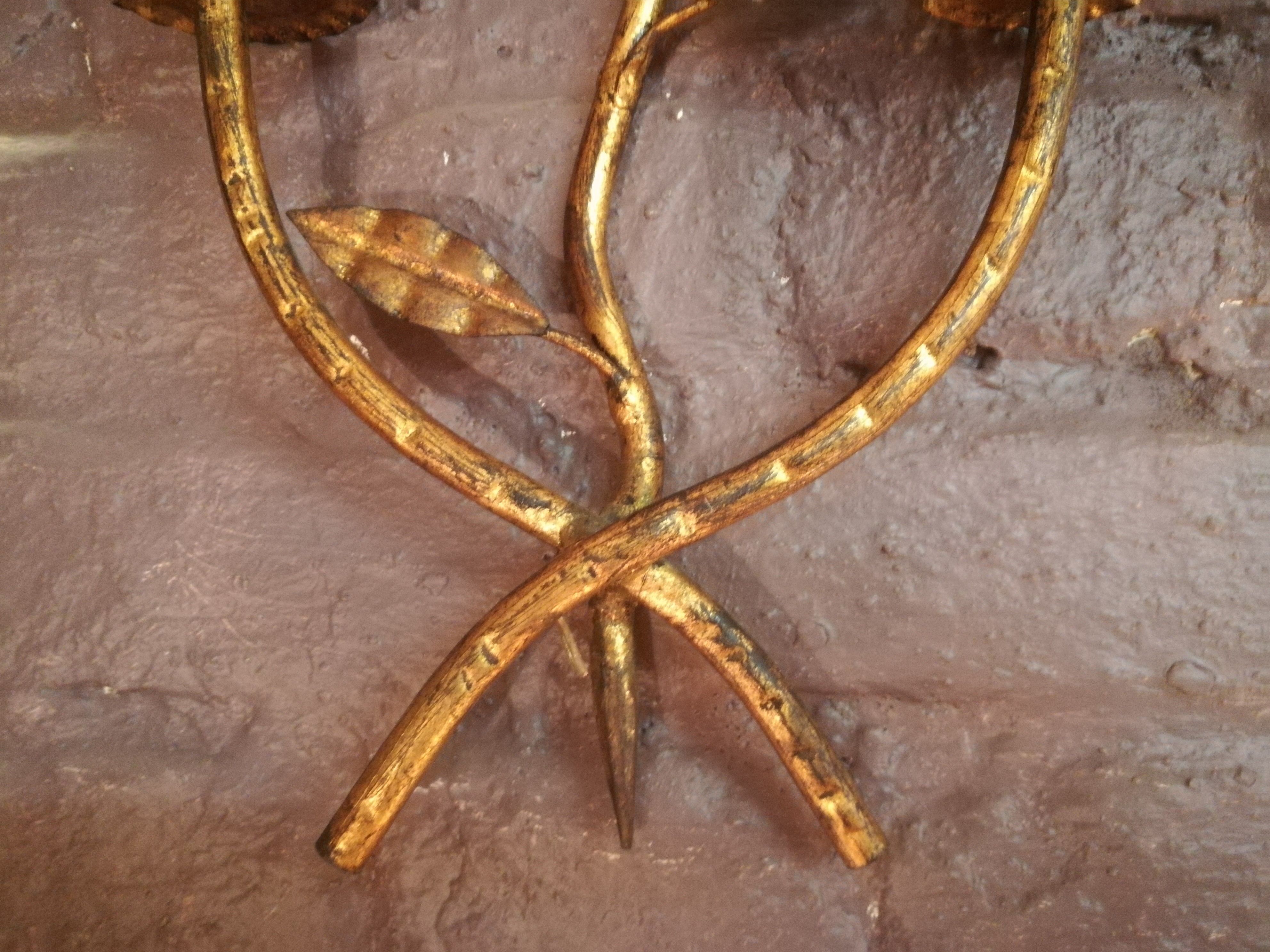Pair of gold metal foliage appliques