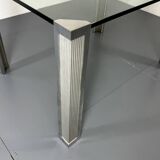 Mid Century Modern Regency Ghyczy Glass and Steel dining table or desk