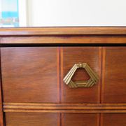 Art Deco chest of drawers - 4 drawers - locks - checkered wood veneer top - 50s