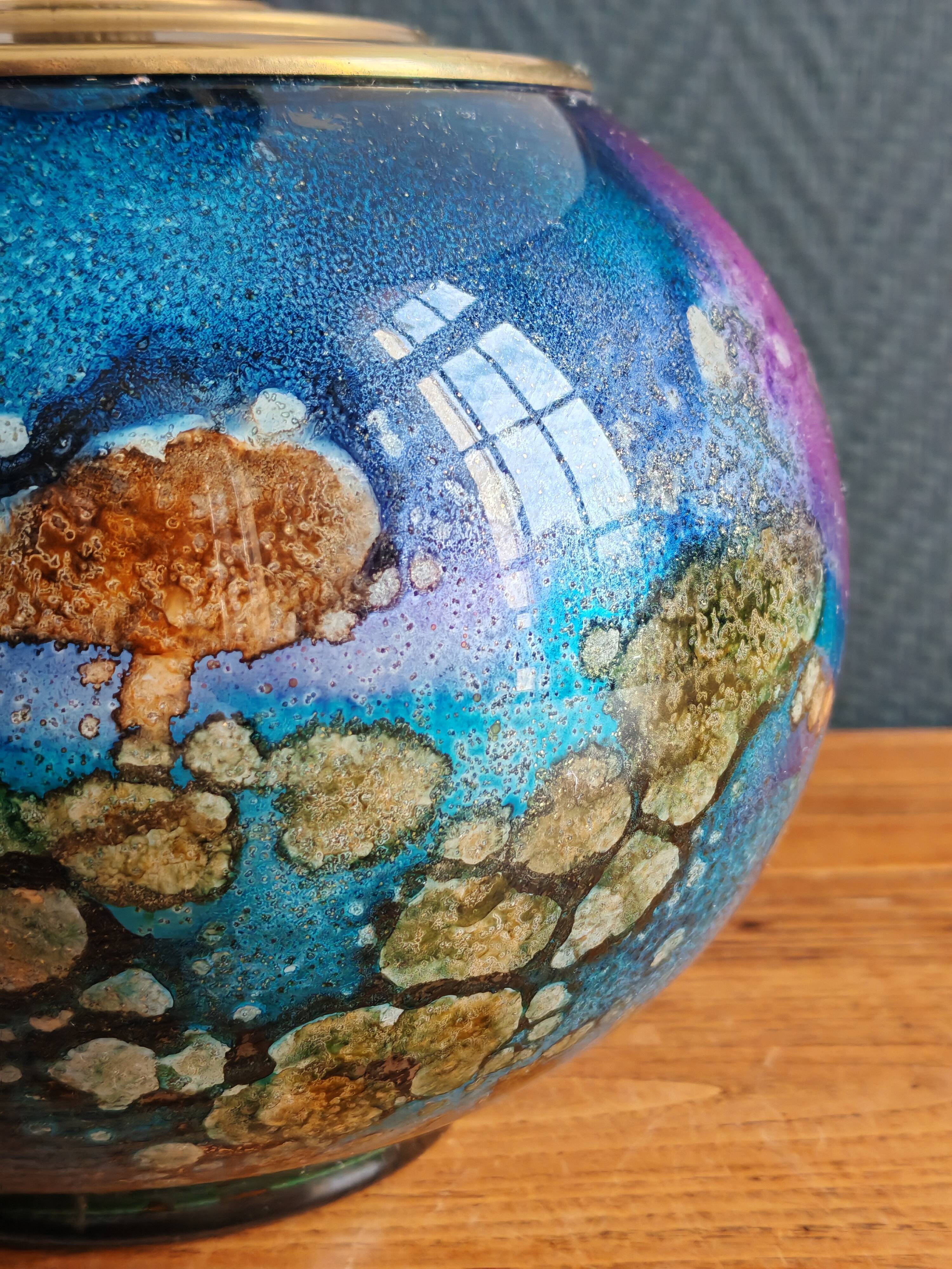 Lamp "Laque Line" Jean-Noël Bouillet (JNB) - Painted Glass Globe Signed