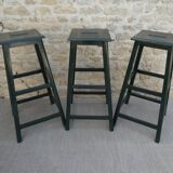 3 high bar stools, wooden, handle