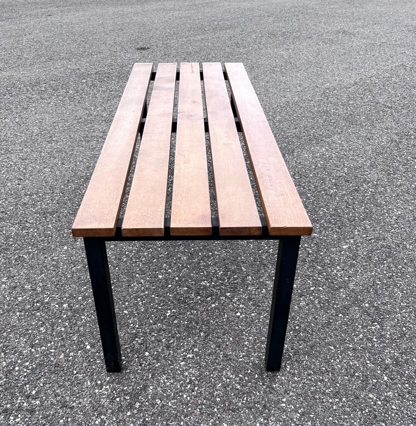 Industrial bench in steel and oak